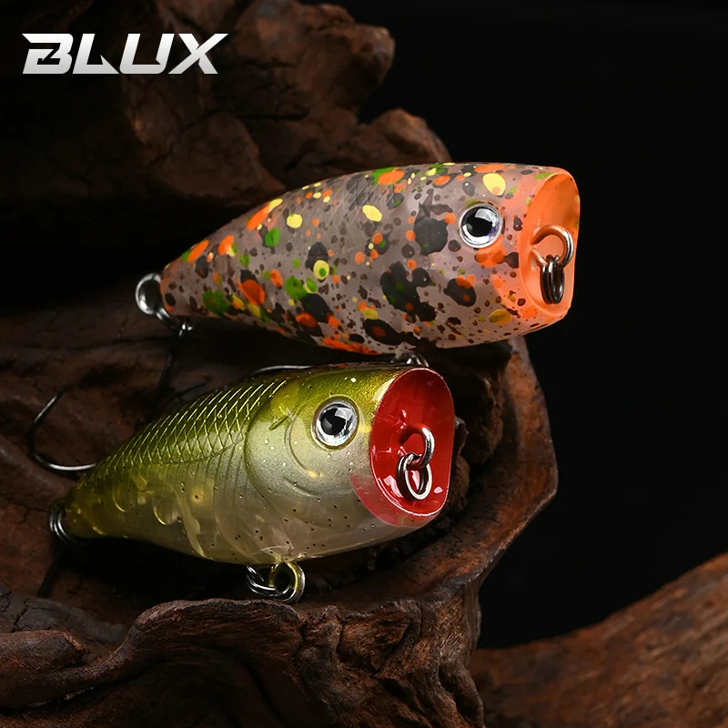 BLUX POKO Topwater Popper 35mm 3g flujo trucha lubina señuelo de pesca cebo de plástico Creek flotante agua dulce Artificial señuelo duro - imagen 5