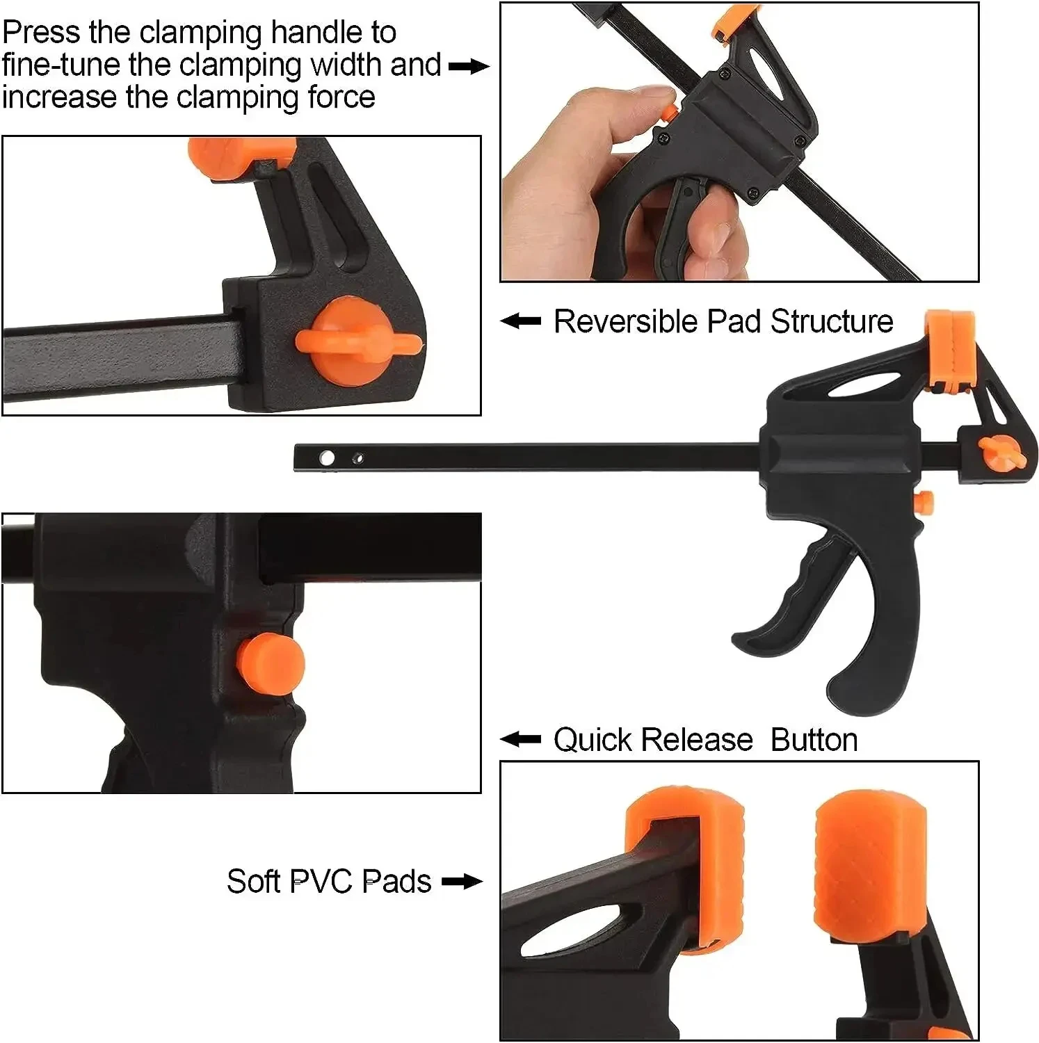 Abrazadera rápida para carpintería de 4 pulgadas, herramienta de abrazadera F, tablero de madera, juego de herramientas de carpintería fija, juegos de mano - imagen 5