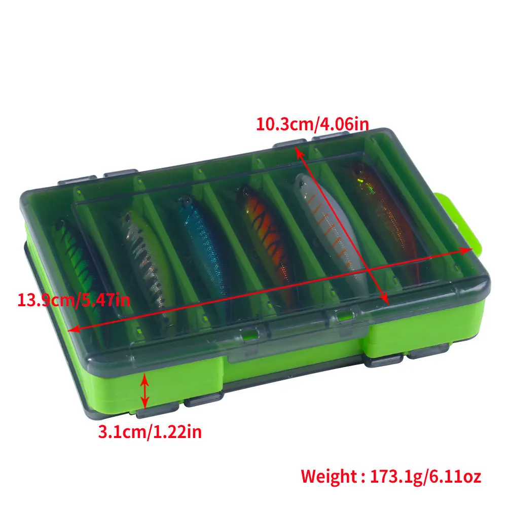 12 unids/caja Minnow Kit de Señuelos de Pesca con caja pesca de lubina juego de cebo Artificial para aparejos de pesca JerkBait Bass Pike - imagen 5