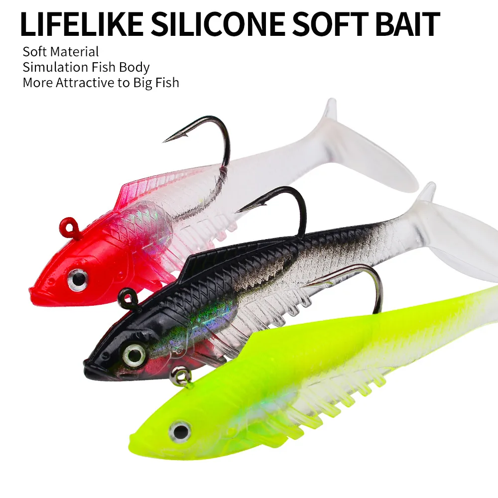 Sea.Yolo marca 11g/19g Jig cabeza de plomo señuelo suave pesca Swimbait señuelo de acero rico en carbono anzuelo para pesca de carpa y lubina - imagen 5