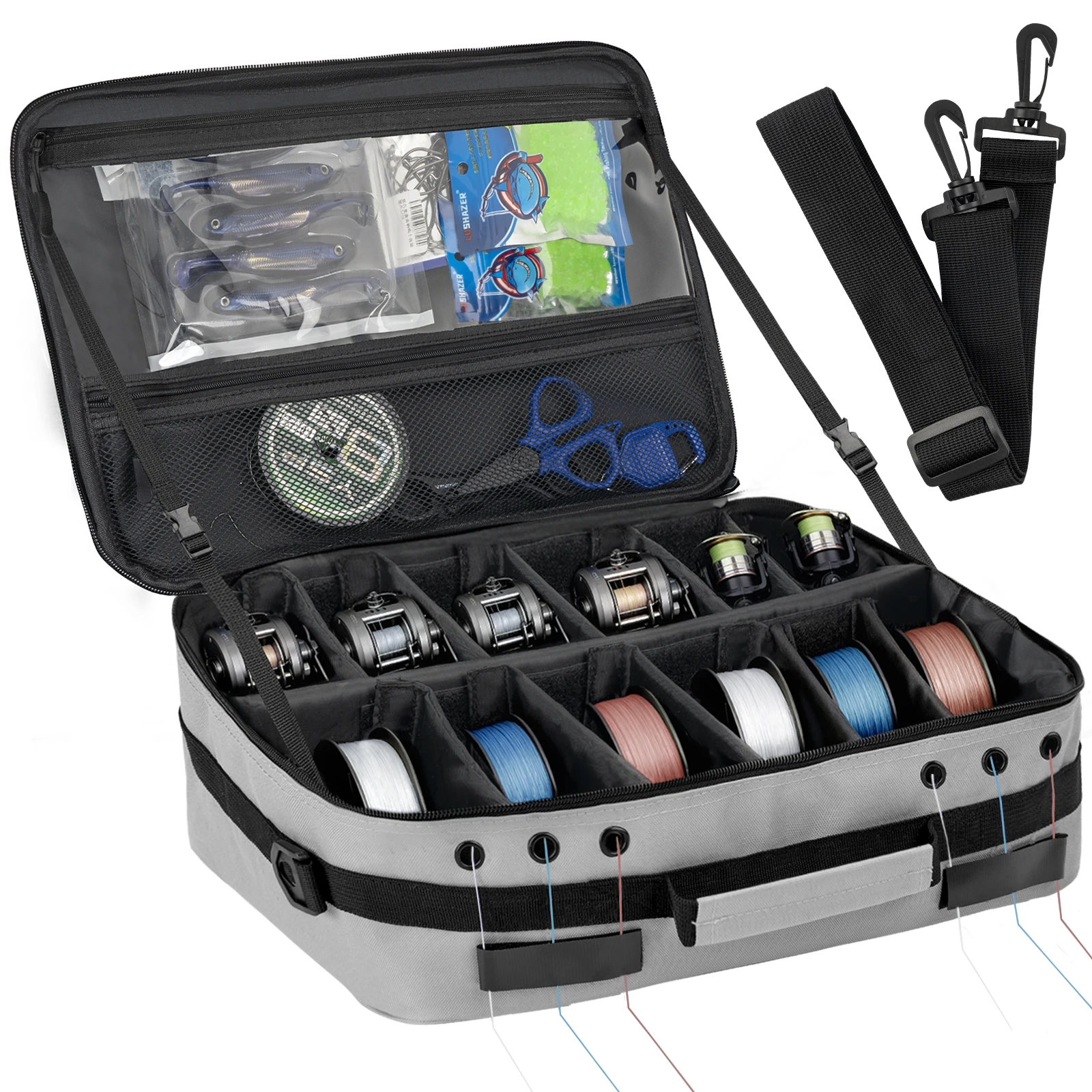 THKFISH Bolsa impermeable para carretes de pesca con divisor extraíble - imagen 3