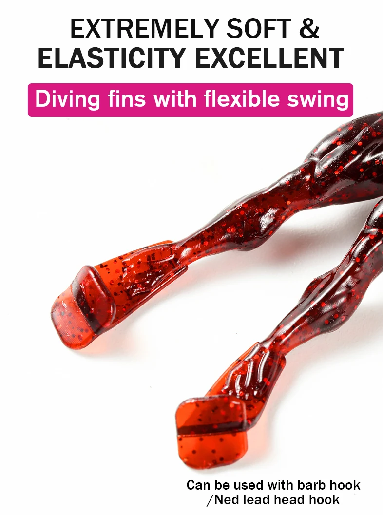 8 Uds 65mm señuelo suave humanoide cebo suave perca pez mandarín boca inclinada pozo negro Pesca salvaje agua flotante Gamba Pesca - imagen 4