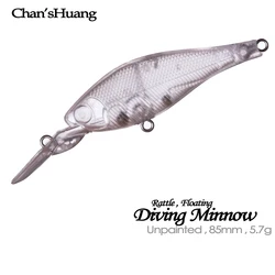 Señuelos minnow en blanco con sonajero – Flotantes para pintar