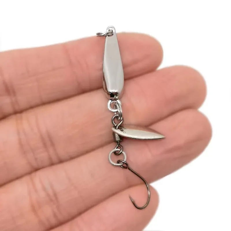 OUTKIT, 1 Uds., cuchara giratoria, cebo de Metal, Micro señuelo de pesca, lentejuelas pequeñas, cebos de tiro largo de cobre para lubina, trucha, perca, Lucio giratorio