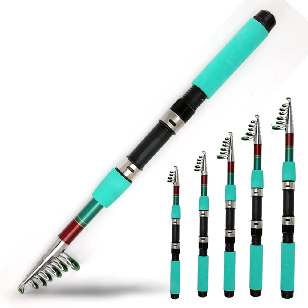 Juego combinado de carrete de caña de pescar, 1,8 m, 2,1 m, 2,4 m, 2,7 m, 3m, 3,6 m, caña de mar giratoria corta, carbono y relación de engranaje 5,5: 1 - imagen 3