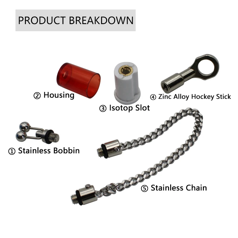 Alarma de pesca de carpa, indicador de caída, cadena de acero inoxidable para aparejos de pesca gruesos, accesorios - imagen 4