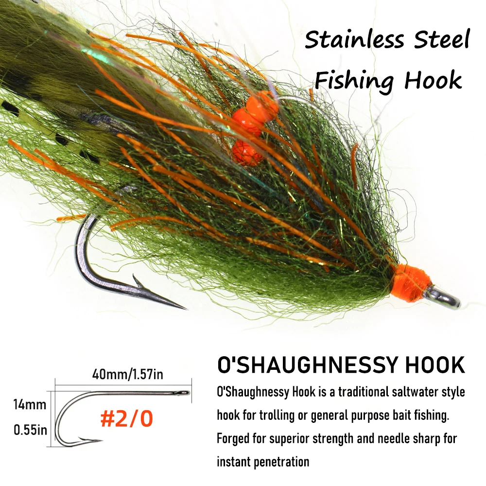 2 uds 2/0 gancho de acero inoxidable Avalon camarones mosca tira de liebre Zonker Streamer señuelo de pesca de agua salada para Tarpon Bonefish permiso - imagen 4