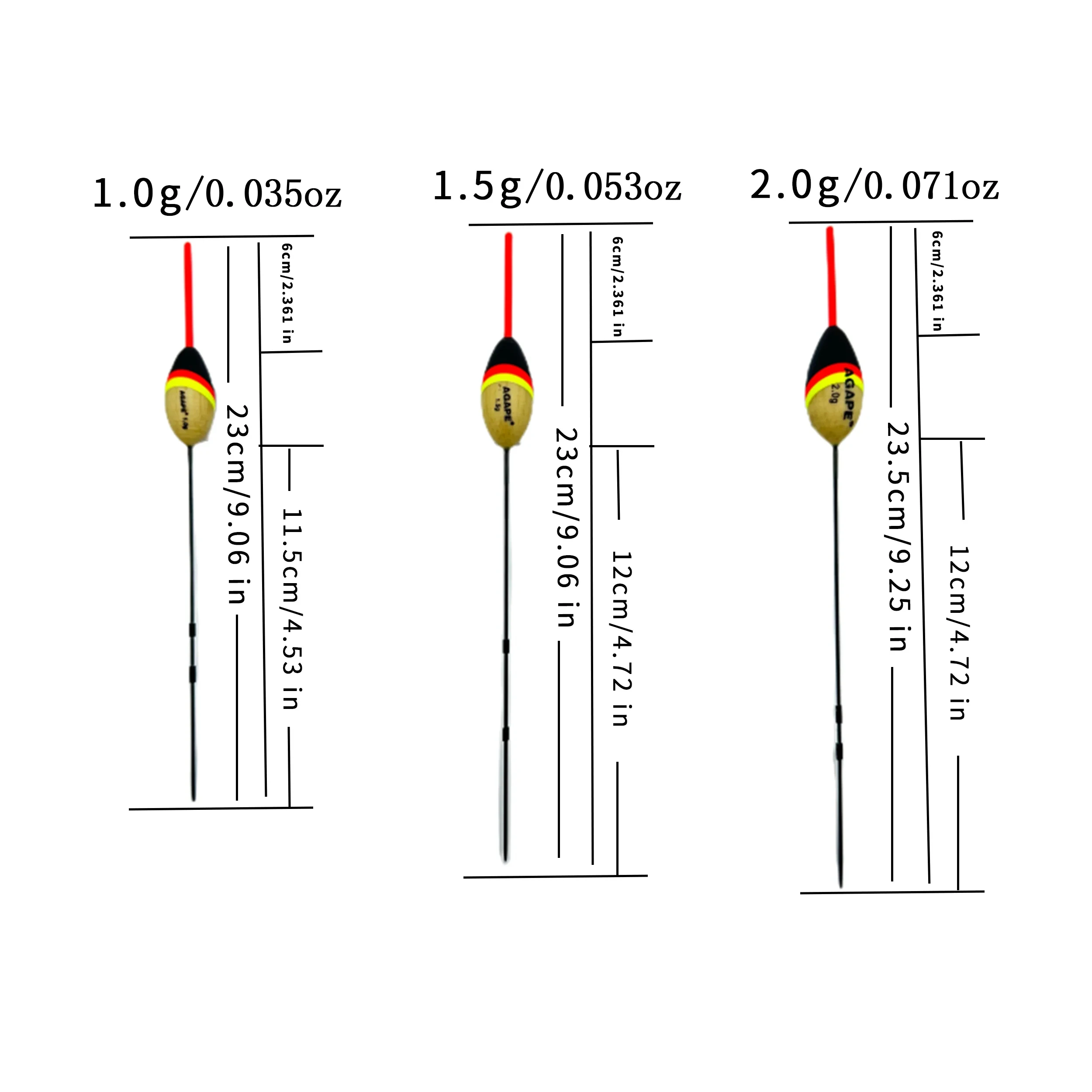 Agape flotadores balsa palo – Boyas 1,0-2,0g para pesca - imagen 4