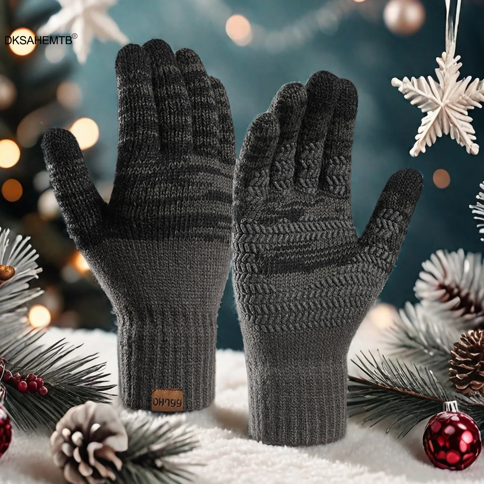 Guantes deportivos de invierno para hombre, guantes tejidos suaves y cómodos para pantalla táctil, ciclismo, Camping, pesca, viajes, manoplas antideslizantes, 1 par - imagen 5