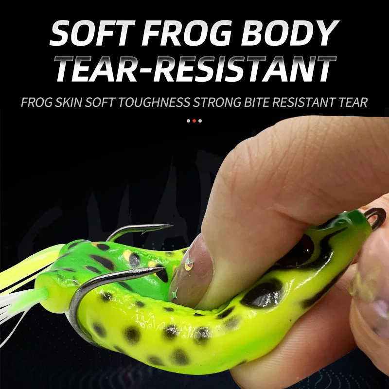 Juego de señuelos de rana Artificial de 6 piezas, cebo de pesca de goma 3D, doble gancho flotante, juego de cebo de rana suave - imagen 3