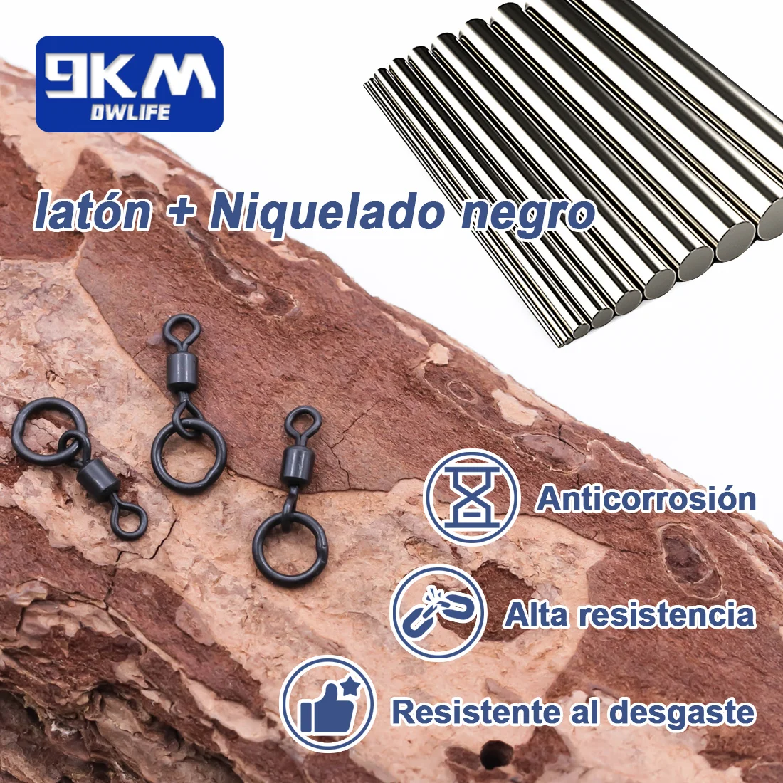 Giratorio de pesca de carpa de 9KM, 30 ~ 60 uds., giratorio de cambio rápido con anillo, Micro anillo de gancho negro mate, anillo de enlace, aparejos de pesca de carpa - imagen 3