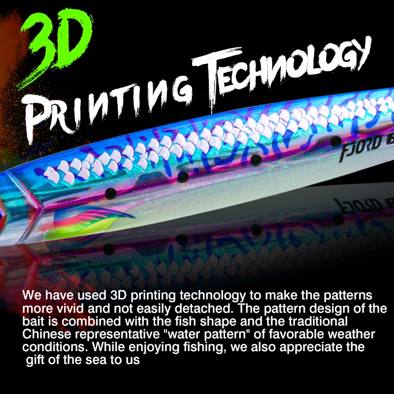 FJORD-plantilla de Metal con impresión 3D, plantilla Vertical con brillo nocturno, 40g, 60g, 80g, láser, brillo fuerte, punto UV de seda, anzuelo de Lucio, suministro de señuelo de pesca - imagen 3