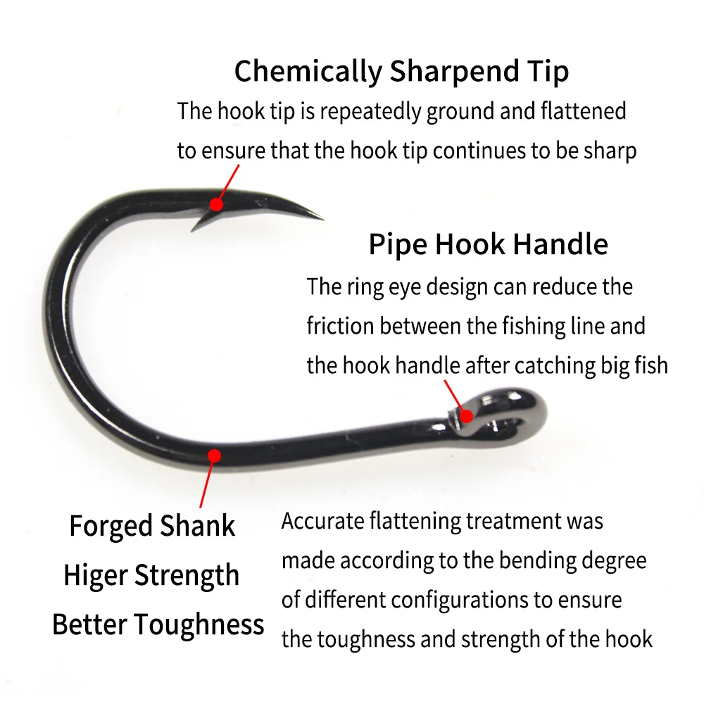 Bimoo-anzuelo de cebo vivo pesado de acero de alto carbono 4X, anzuelo de mar superfuerte, anzuelo de pesca para Grouper de juego grande, Snappe, Hapuka, 3/0-10/0, 20 piezas - imagen 4