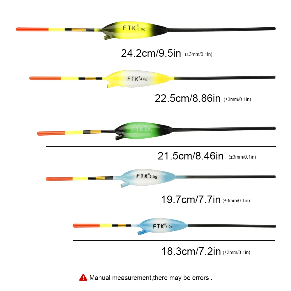 FTK-Kit de flotador Bobber antideslizante para pesca, boyas verticales de 18,3-24,2 cm, 7,2-9,5 pulgadas, flotadores antideslizantes de madera de Balsa, Bobbers para tipo panfish, 5 uds. - imagen 3