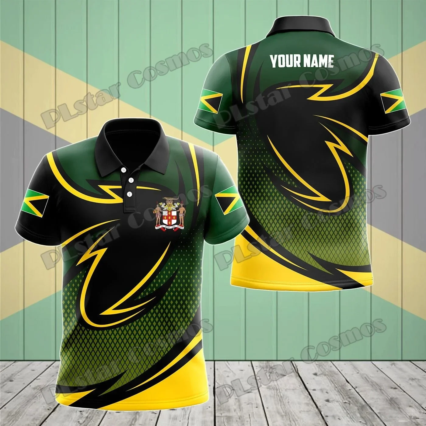 PLstar Cosmos-Camiseta de manga corta con estampado 3D para hombre, Polo con nombre personalizado, abrigo de armas de Jamaica y bandera, informal, a la moda, PLP14 - imagen 2