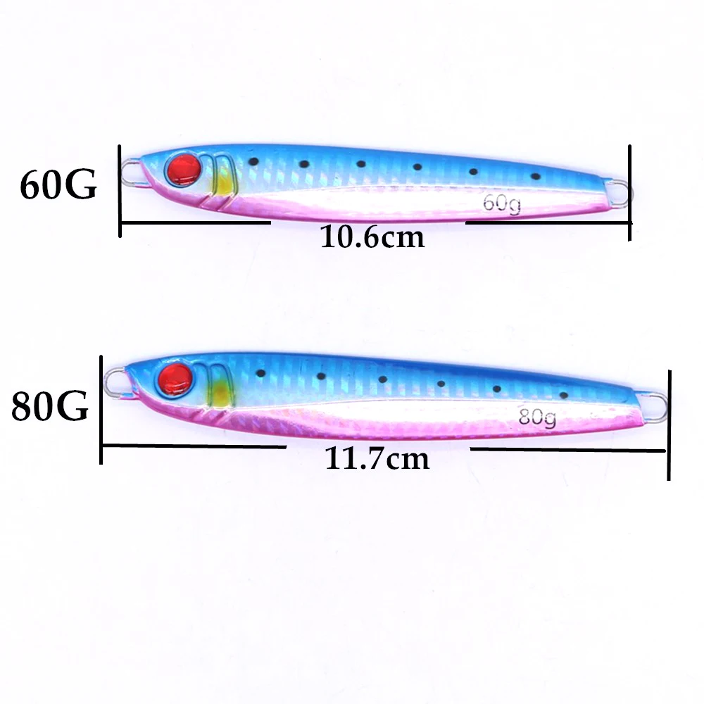 CASTFUN-Plantilla de Metal para pesca en agua salada, señuelo Artificial de caballa española, 60g, 80g - imagen 2