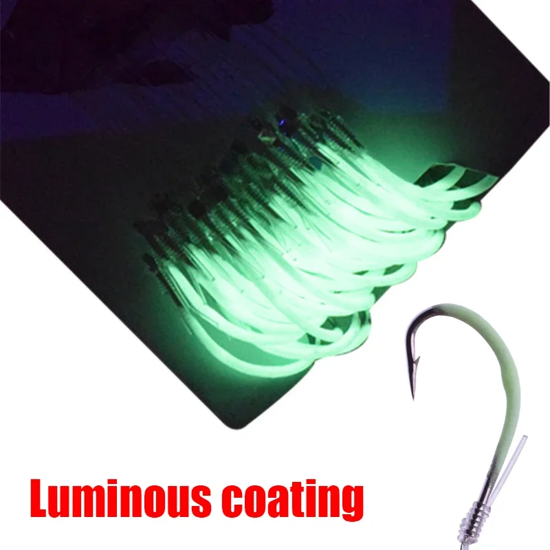 30 unids/pack anzuelo de pesca luminoso 12-18 #   Anzuelos de púas, accesorios para aparejos de Pesca, anzuelos de Pesca de acero rico en carbono