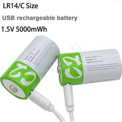 Batería recargable LR14 tipo C 1,5V carga rápida para linternas