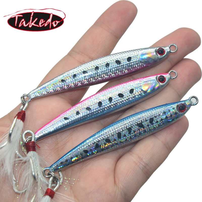 TAKEDO 20G 40G 60G señuelo de Jigging pesca en el mar Jigbait cuchara de agua salada Wobbler cebo Artificial para atún lubina - imagen 4