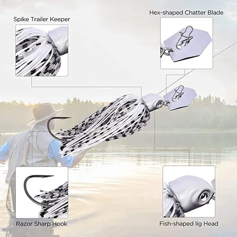 6 uds Chatter cebo giratorio vibratorio cebo hoja Jig bailarina señuelo de pesca sin malezas Buzzbait Wobbler depredador lubina Pike Walleye pescado - imagen 2