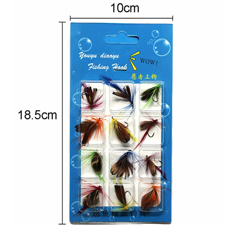 Señuelo de pesca de imitación de mariposa, cebo de insecto, pluma, 17mm de longitud, 6mm, juego de 12 unidades - imagen 4