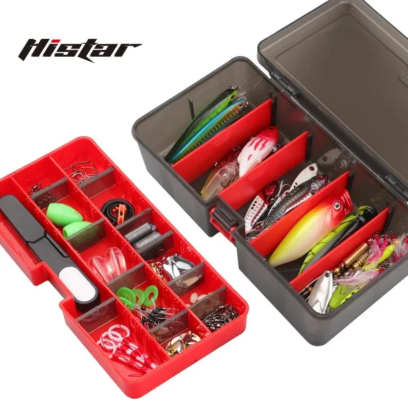 HISTAR-caja de aparejos de pesca de gran capacidad, tablero desmontable grueso de PP, antipresión, espacio ajustable, doble capa, varios tamaños, 1 unidad - imagen 3