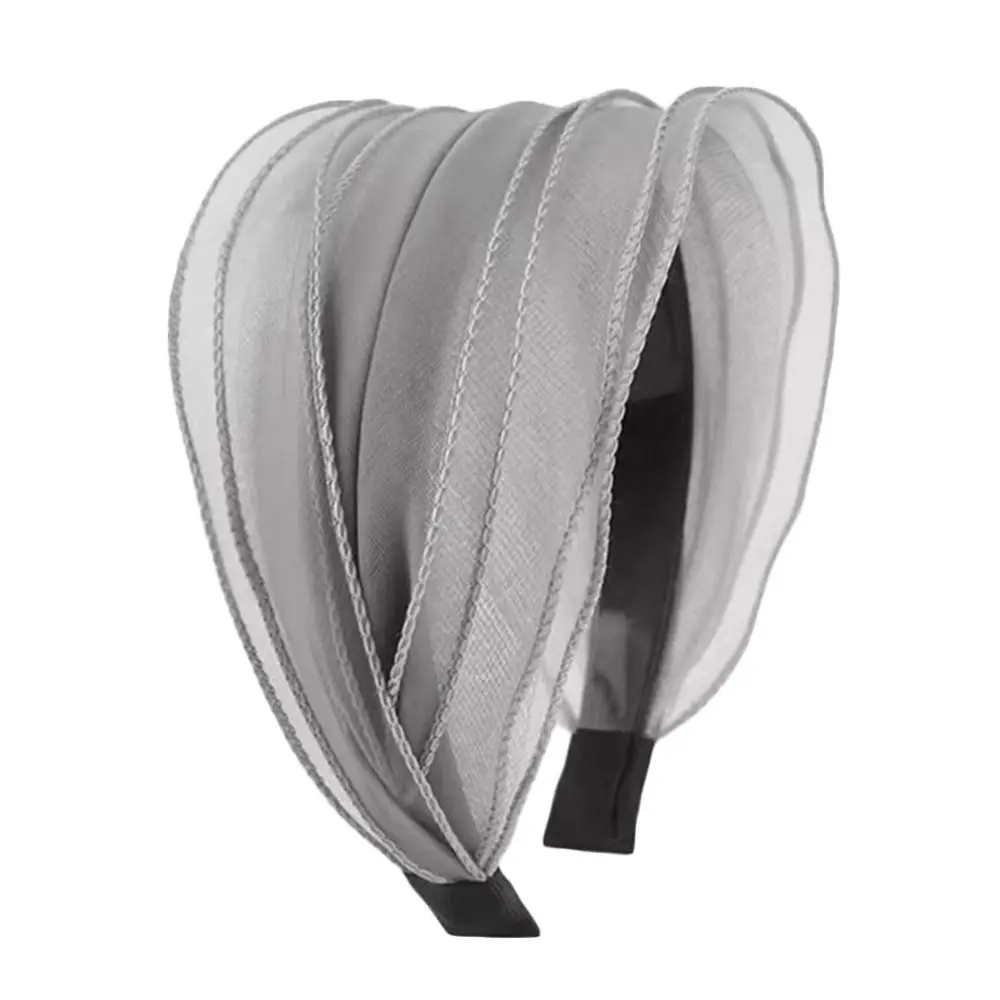 Diademas de encaje antideslizantes de hilo de Organza con aro de pelo ancho a la moda, tocados elegantes y dulces para mujeres y niñas - imagen 2