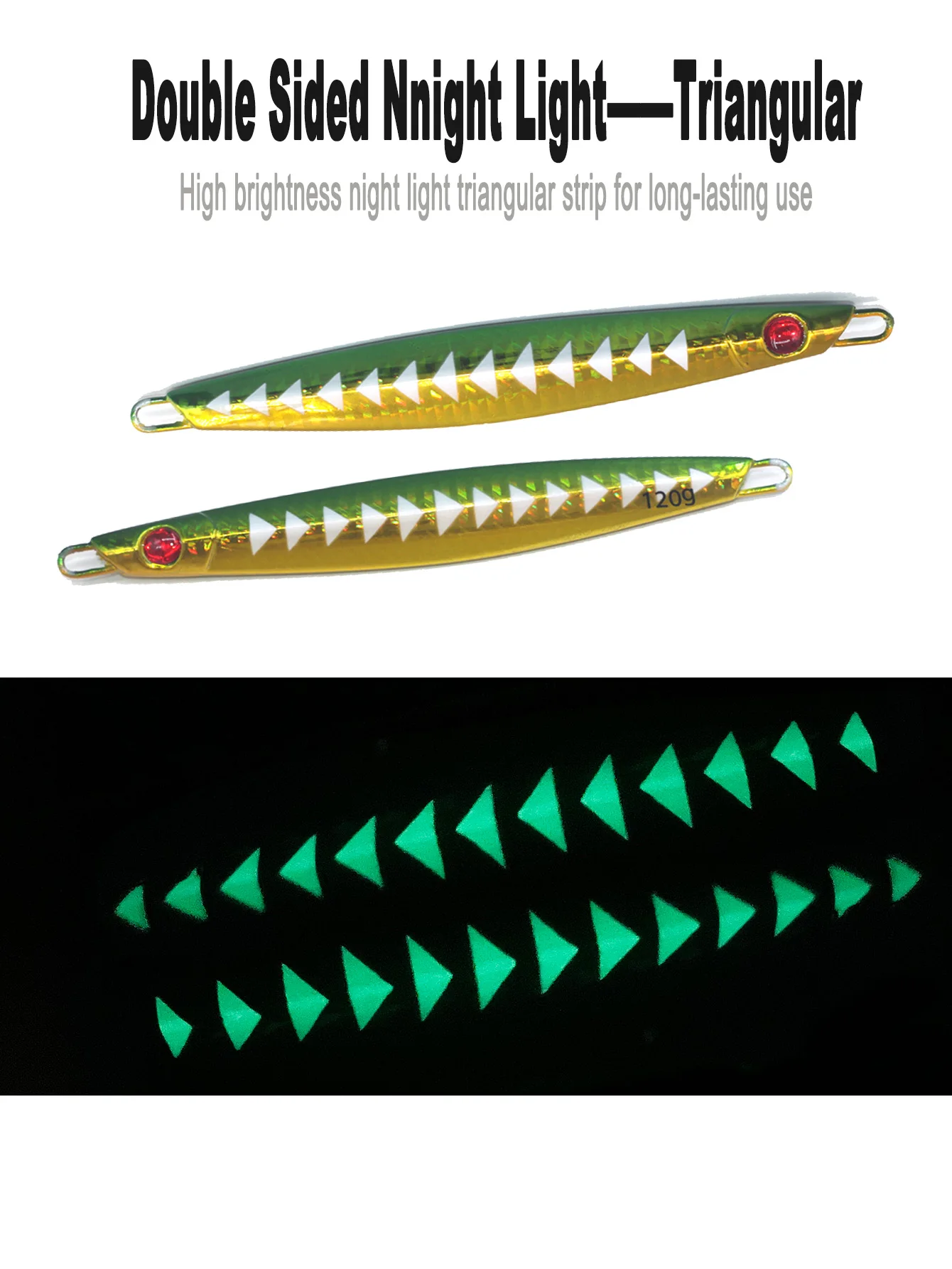 Placa de hierro luminosa triangular – Jig nocturno para pesca marina - imagen 2