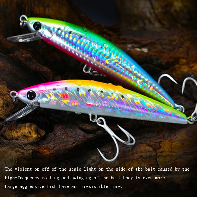 1 pieza señuelo de pesca en agua 120mm40g flotante Swinger señuelo duro Artificial simulación señuelo gancho Swinger manivela señuelo ojos 3D 2,0 m - imagen 2