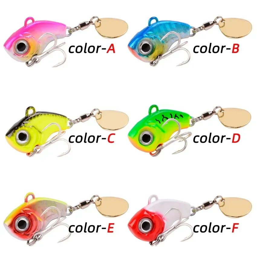 1 Uds. Pesca giratoria de Metal Vib Micro Spinnerbait Bass trucha Spinner Vibe 5G/10G hundimiento Spinner cebo cola hoja Spin señuelo de mar - imagen 5