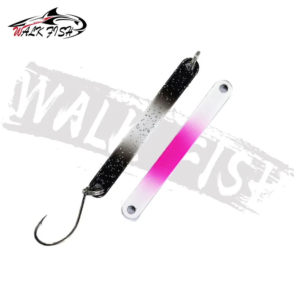 WALK FISH 1 Uds 50mm 2,5g cuchara de Metal señuelo de pesca lentejuelas de colores tiras largas lentejuelas de Metal de doble cara cebo duro hojas de cobre - imagen 3