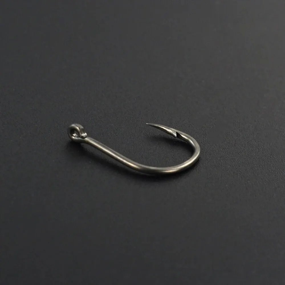 Hirisi 15 X anzuelo de púas de acero inoxidable recubierto de PTFE con alto contenido de carbono con ojo accesorios de enlace de anzuelo de pesca de carpa X505 - imagen 4