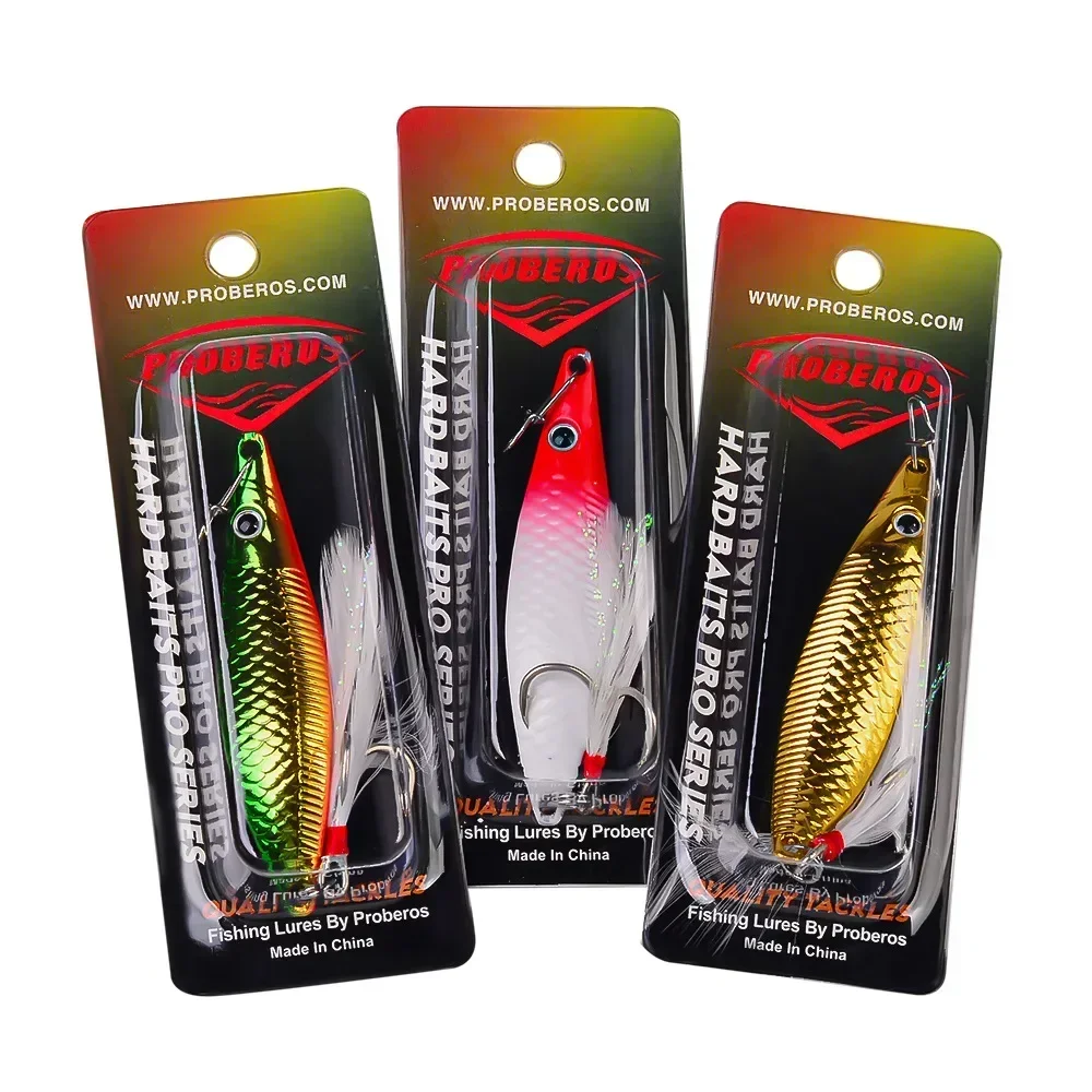 Señuelos de cuchara giratorios de sanguijuela VIB de Metal, cebo Artificial de 7g, 10g, 15g, 20g con anzuelo de plumas, aparejos de pesca nocturna para lubina, perca - imagen 5