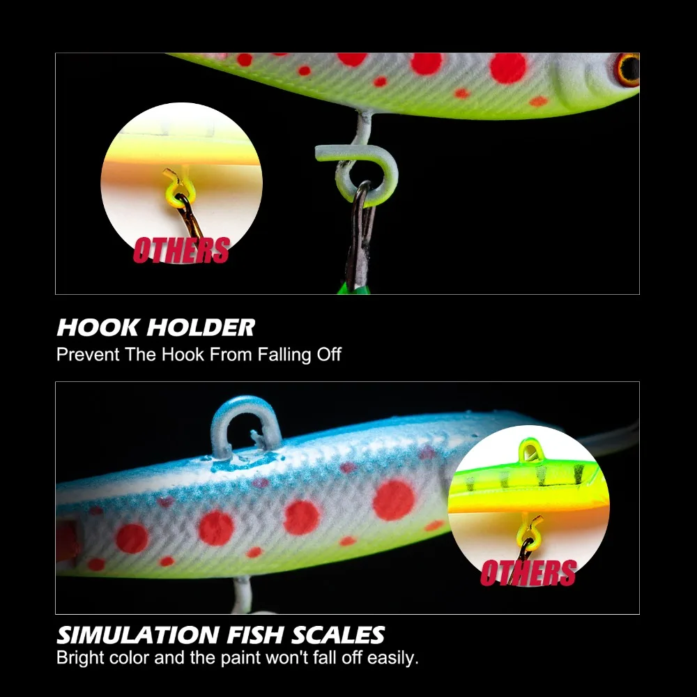 Goture 36mm 10g invierno pesca en hielo señuelo equilibrador ojos 3D Jig cebo Artificial duro señuelo Jigging cebo de pesca equilibrado Wobbler Set - imagen 4