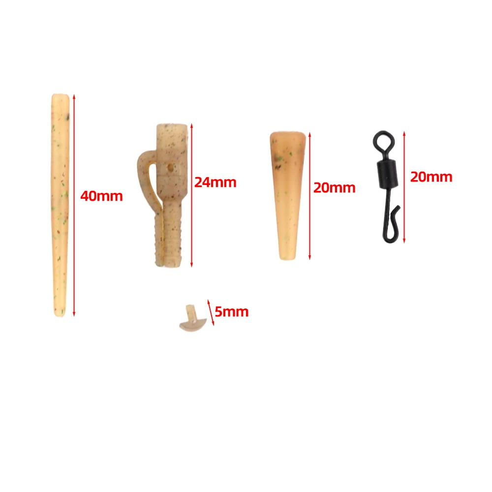 Hirisi 40 Uds accesorios de pesca de carpa Clips de plomo de seguridad cola cono de goma manga antienredos aparejo giratorio de cambio rápido M10 - imagen 3