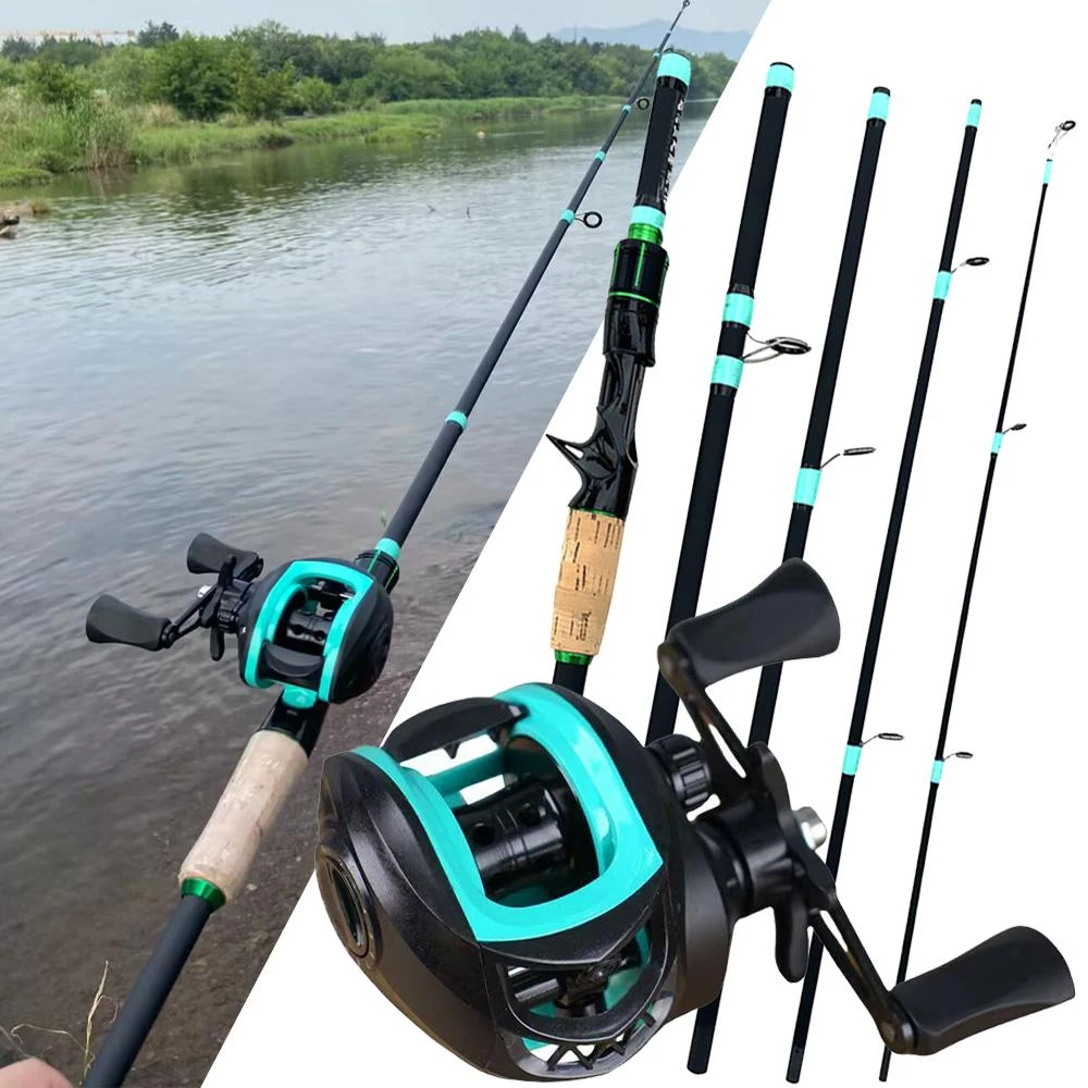 Caña de pescar ultraligera giratoria/señuelo fundido de 4/5 secciones 7,2: 1 juego de carretes de Baitcasting 1,8/2,1 M cebo WT.3.5-14g Mini poste de viaje portátil - imagen 2