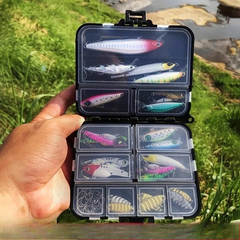 Caja de aparejos de doble cara, caja de almacenamiento de accesorios de equipo de pesca, caja de cebo de pesca Mino, cebo duro, lápiz, calamar, accesorios de pesca falsos - imagen 2
