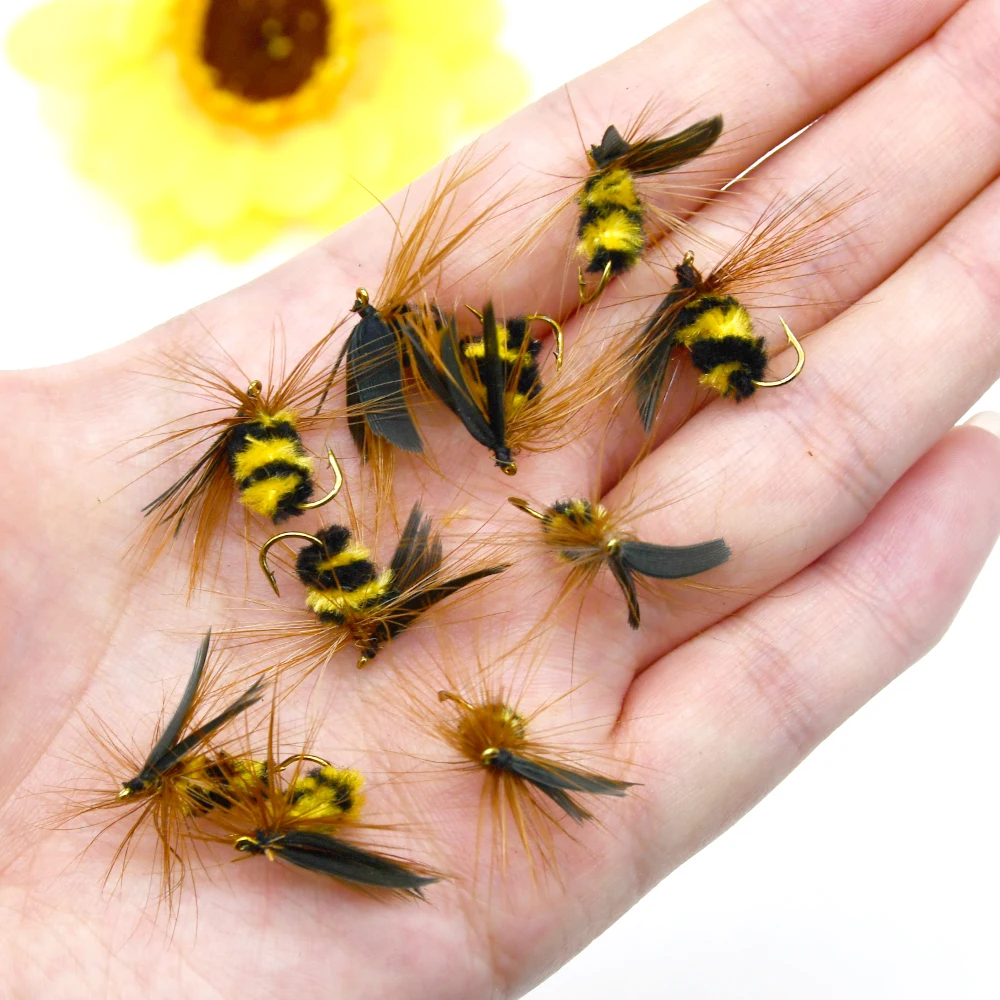 MNFT-anzuelo de insectos de 10 piezas, cebo biónico de abejorro/hormiga, Señuelos de Pesca de trucha con mosca, cebo Artificial, anzuelos triples - imagen 4