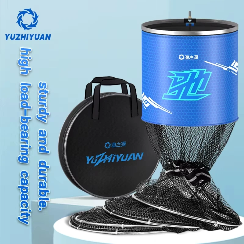 Red de protección de pesca insertada en el suelo de acero inoxidable, gran espacio para almacenamiento de peces vivos, diseño de anillo de acero, pesca en agua dulce - imagen 3