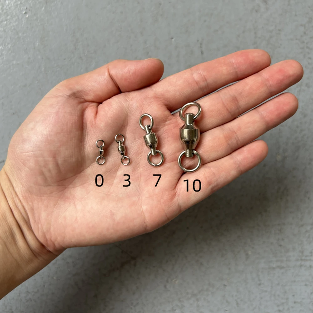 DNDYUJU 20 piezas conector de pesca giratorio con rodamiento de bolas, giratorio de alta resistencia, anillo sólido de acero inoxidable, accesorios de pesca - imagen 4