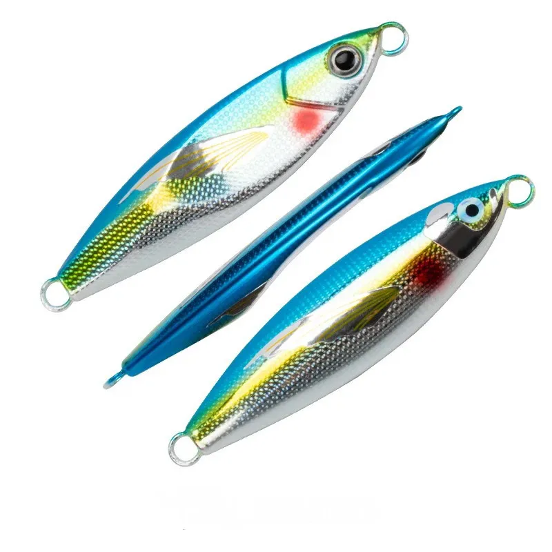 Señuelo de pesca Jigging de Metal de calidad, Micro fregadero lento, 30g-120g, Dubstep con ala, piel, atún, lubina, cuchara, plantilla, señuelo para barco de mar, 1 ud. - imagen 5