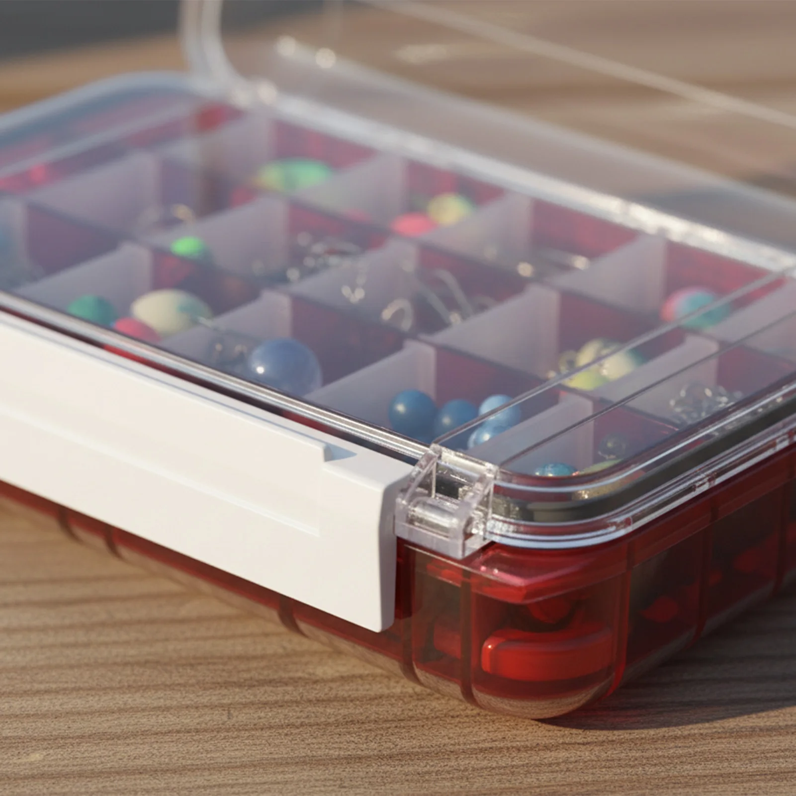 Caja de aparejos de pesca de doble capa, caja de almacenamiento Visual transparente con múltiples compartimentos para anzuelo de señuelo de pescado, cebo falso, engranajes de pesca - imagen 3