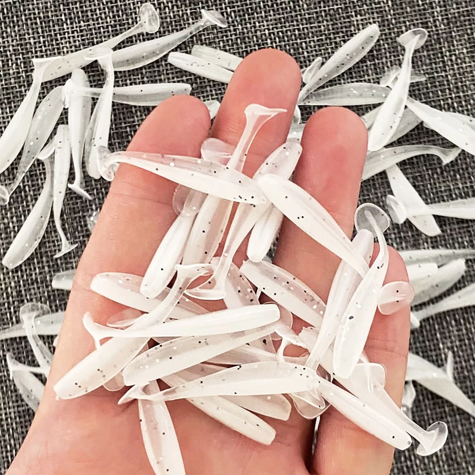 WALK FISH 20 piezas cebo de silicona con cola en T 40mm 0,5g señuelo suave sábalo Wobbler señuelo de pesca gusano de mar Swimbait Streamer señuelo de silicona - imagen 2