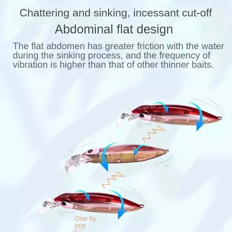 Señuelos de pesca con lápiz de hundimiento lento, pececillo con ruido, 70mm, 12g, 55mm, 7g, Swimbaits, cebos duros oscilantes, aparejos de pesca Wobblers - imagen 5