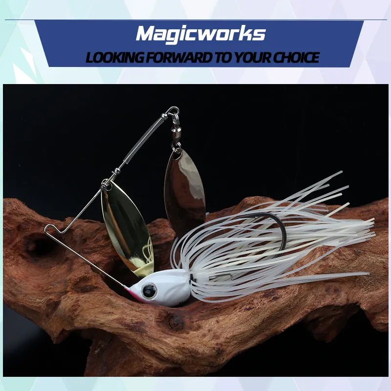 Señuelo de Pesca Magic Works de 1/2oz, cebo giratorio, suministros de cuchillas, nuevos señuelos giratorios, falda de silicona, accesorios de cebo Artificial, Pesca - imagen 4