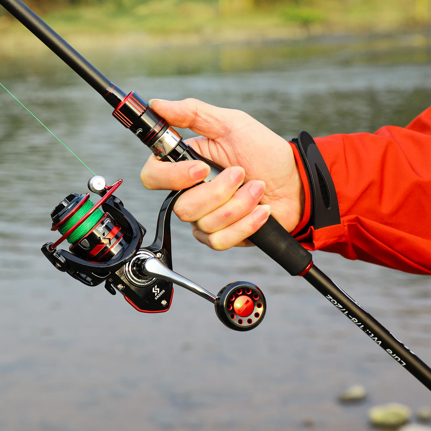 Sougayilang-caña de pescar de carbono y carrete de Metal, Kit completo de carrete de Pesca, arrastre máximo de 10LB, carpa de lubina, Pesca de agua dulce - imagen 5