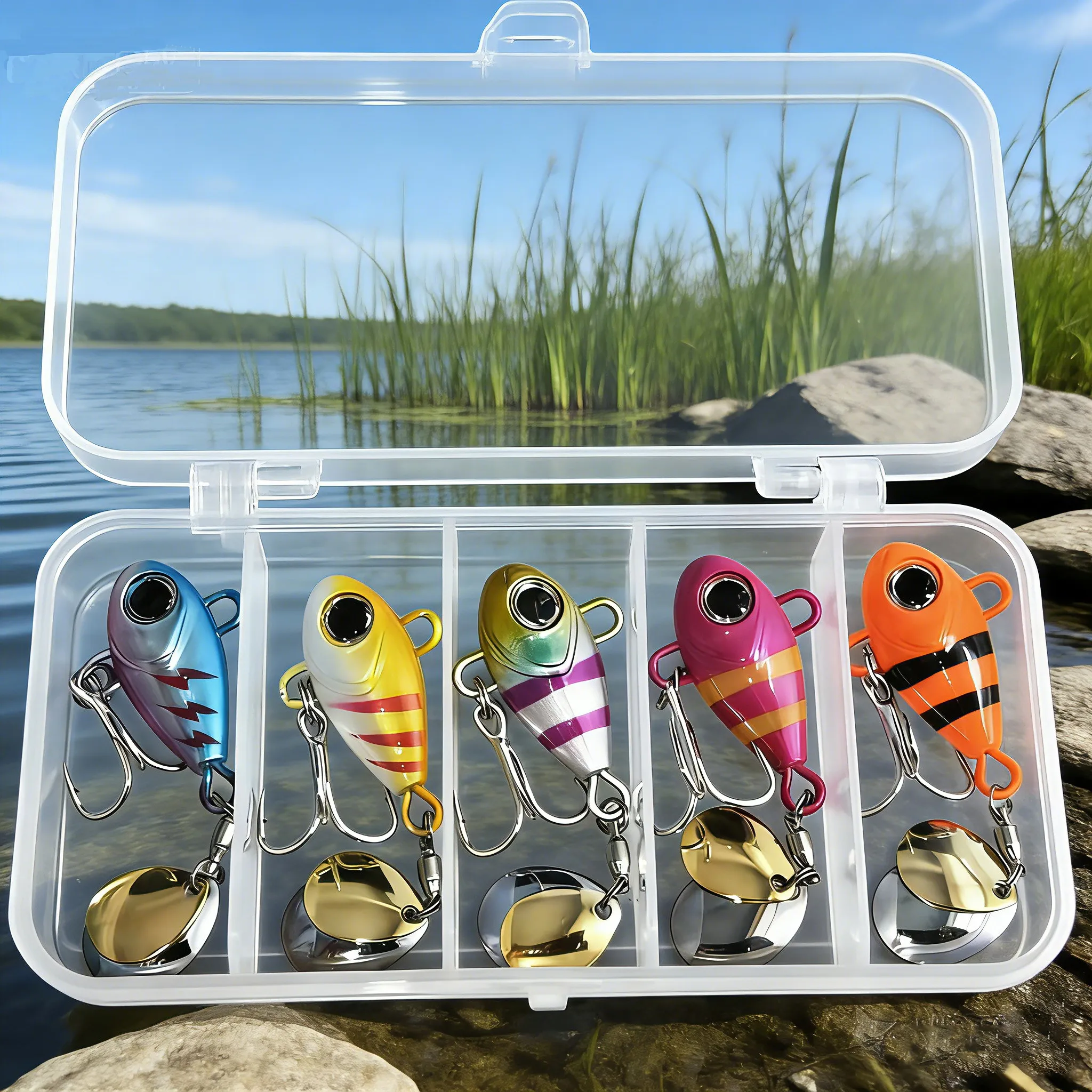 Spinnerbait metálico con ojos 3D – Vibrante hundimiento para lubina - imagen 4