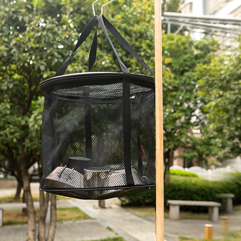 Cubo plegable portátil para pesca, senderismo, acampada al aire libre, contenedor de agua, escurridor, cubos para lavar platos, 30L - imagen 3