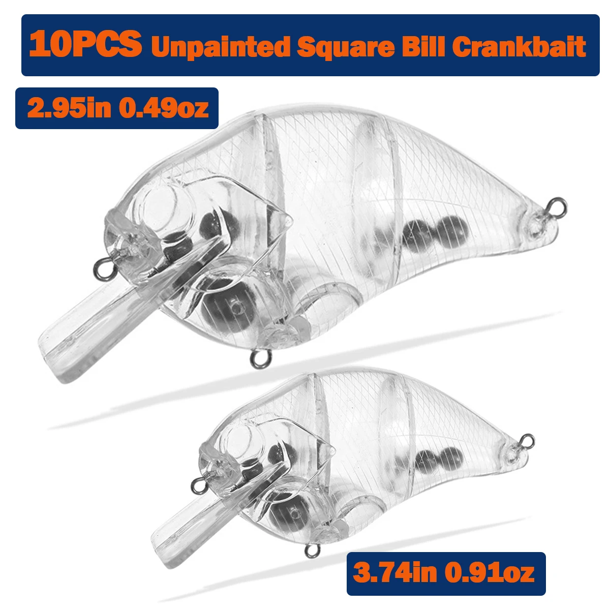 10 Uds Squarebill Crankbaits DIY señuelo sin pintar billete cuadrado manivela flotante cebo sonajero Señuelos de Pesca cuerpo en blanco - imagen 5