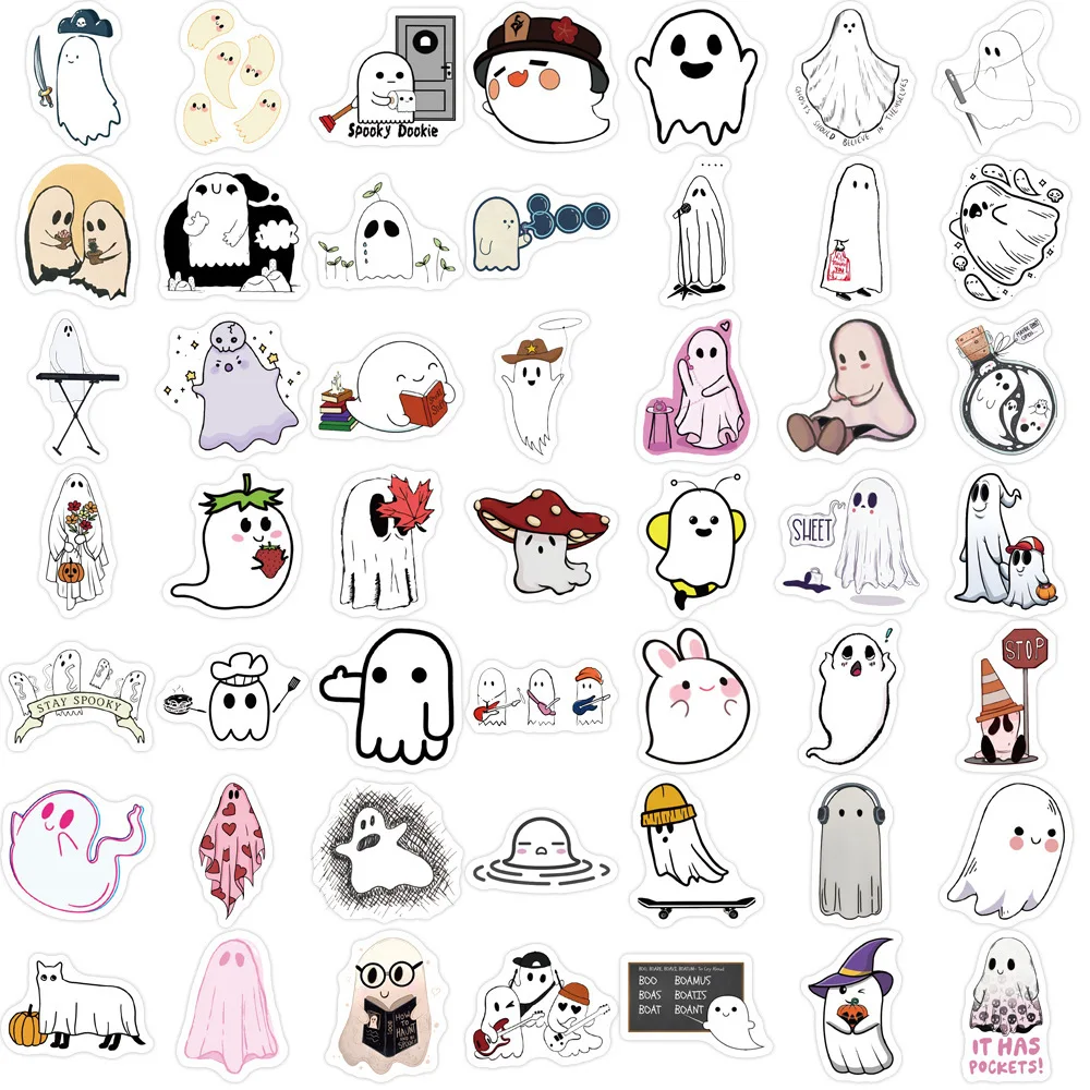 100 Uds. De pegatinas de grafiti impermeables de fantasma de Halloween para teléfono DIY, guitarra, portátil, maleta, taza, pegatina de dibujos animados, juguetes para niños - imagen 5